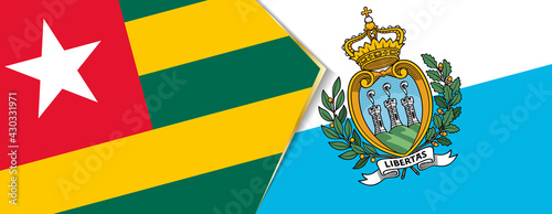 Togo and San Marino flags, two vector flags.