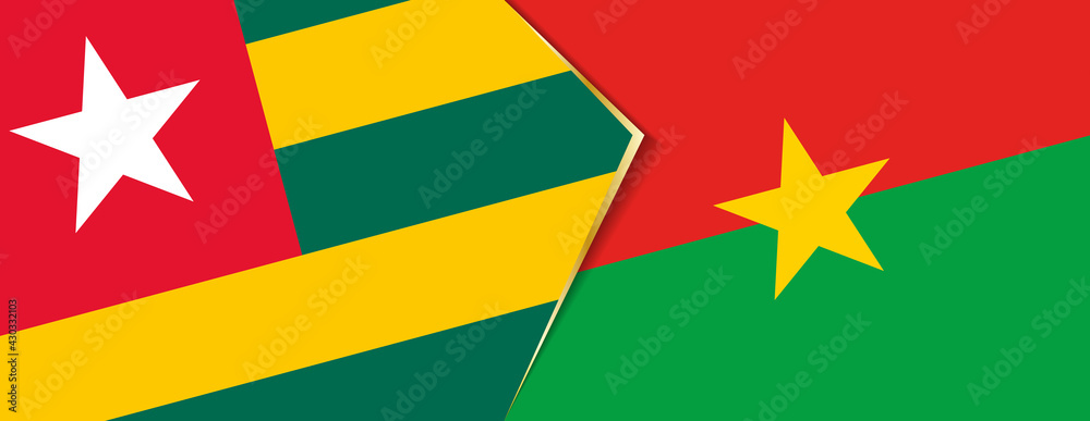 Togo and Burkina Faso flags, two vector flags. Togo and Burkina Faso flags, two vector flags.