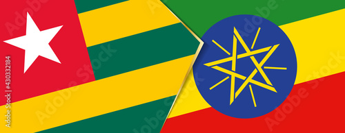 Togo and Ethiopia flags, two vector flags.