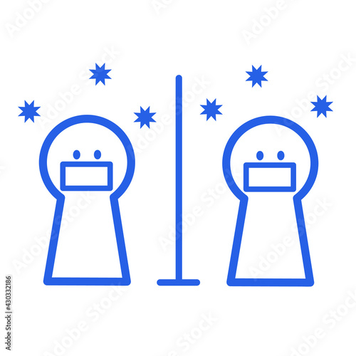 イラスト素材：マスク着用でパーティション越しの会話　