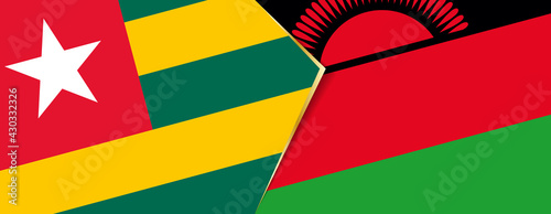 Togo and Malawi flags, two vector flags.