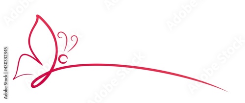 The symbol of a red butterfly one line.