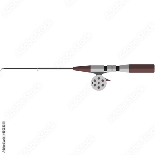 Vector fishing rod spinning icon illustration on white