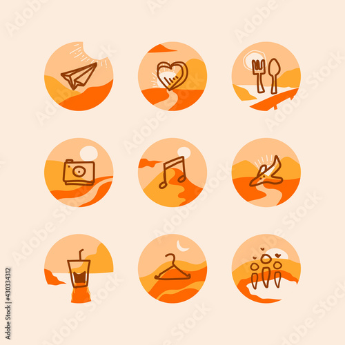 flat hand drawn instagram highlight stories collection