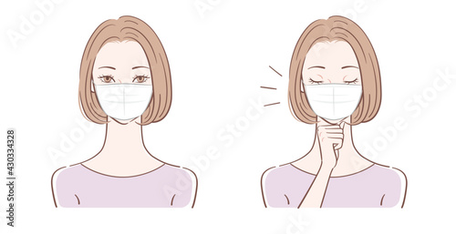 マスクの女性、ベクターイラスト