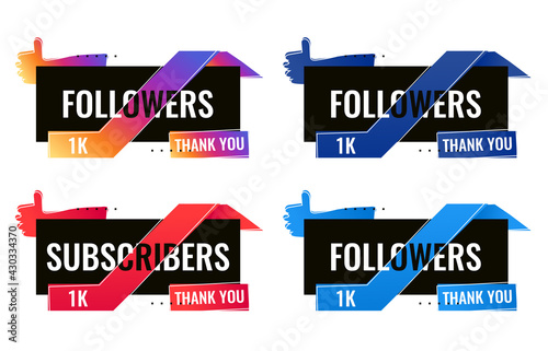 thank you 1000 followers and subscribers social media banner