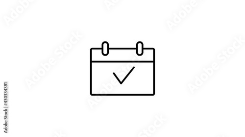 animation of calendar  line  icon with check mark sign. Video 4K
