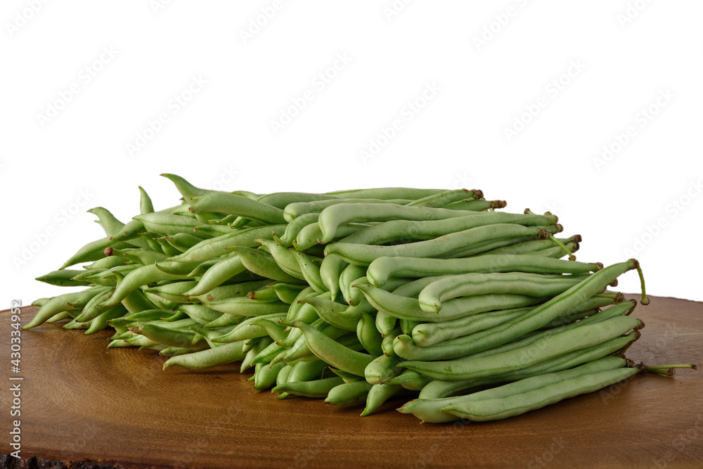 Fresh French beans isolated on white background, clipping path. Needle beans, Green beans