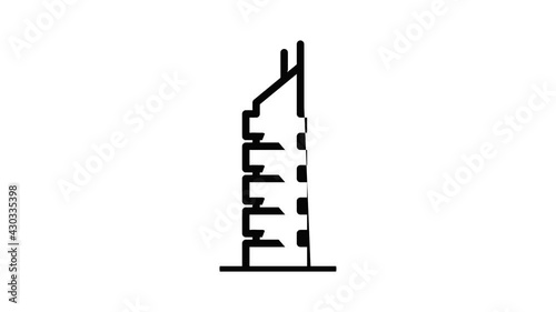 City building icon animation outline best object on white background