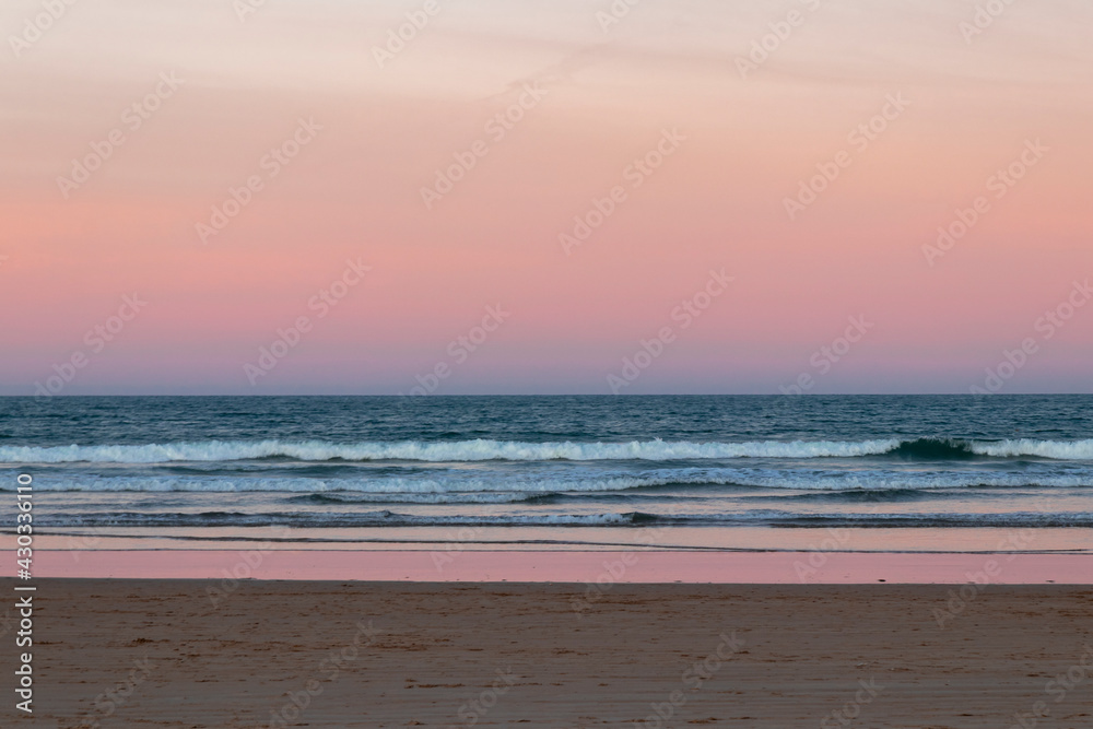Laredo beach in Cantabria in northern Spain at sunset