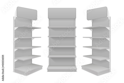 shop shelves racks for selling goods in a store vector illustration