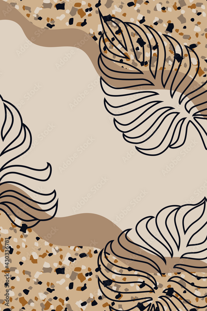 Tropical leaves boho style background with space Tropical leaves boho style background with space