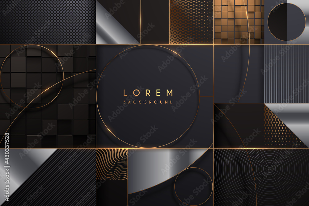 Abstract black gold and silver geometric shapes background Stock Vector ...