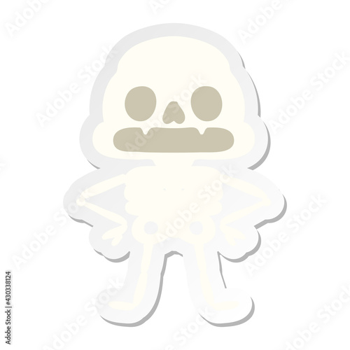 confident spooky skeleton sticker