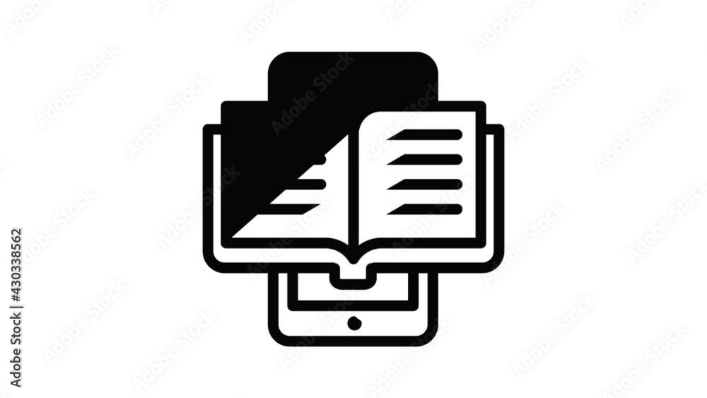 Read smartphone book icon animation outline best object on white background Read smartphone book icon animation outline best object on white background