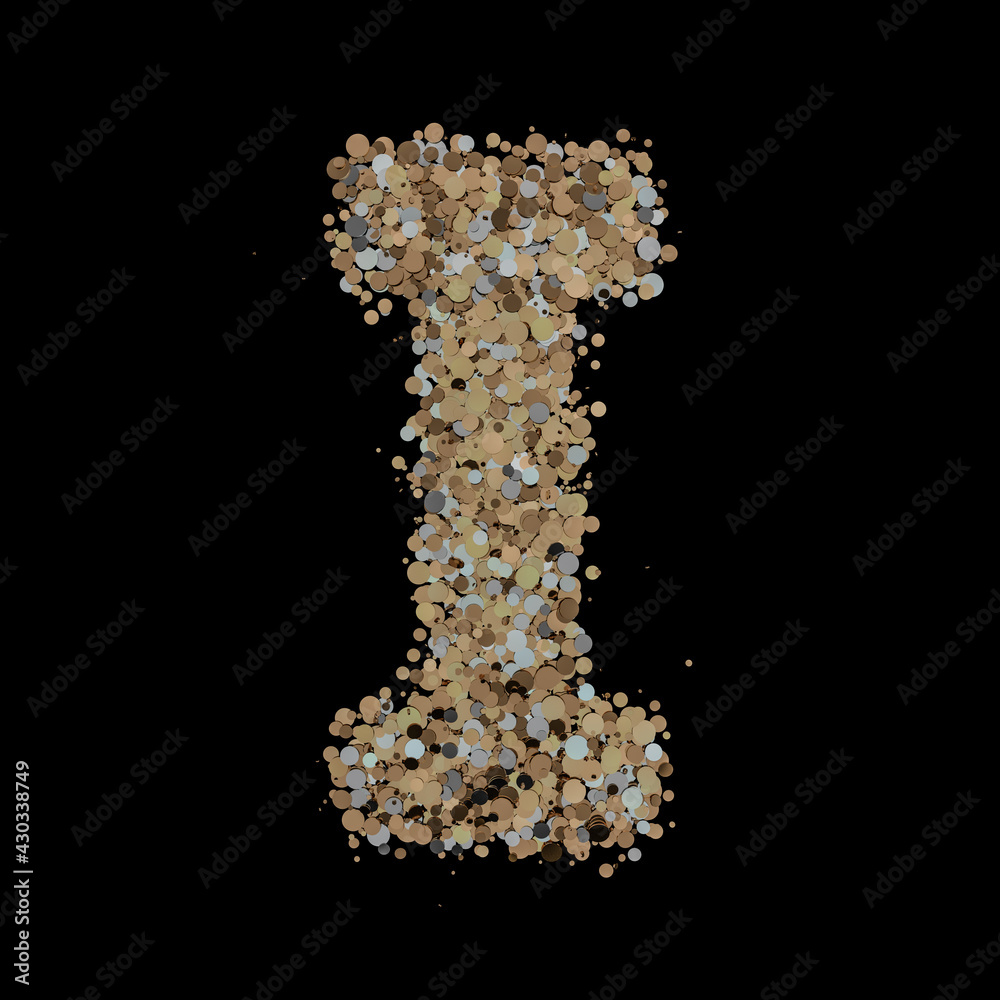 Light gold letter I on the background. 3D Light gold letter I on the background. 3D