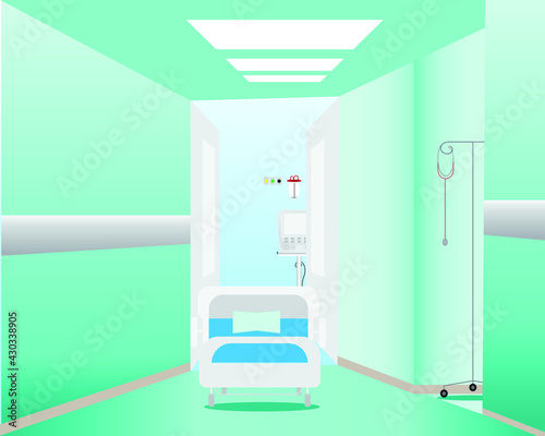 illustration of the interior of a hospital , medical office , Patient room , Intensive care unit in a hospital or clinic.
