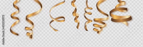 Golden confetti isolated on checkered background. Festive vector illustration