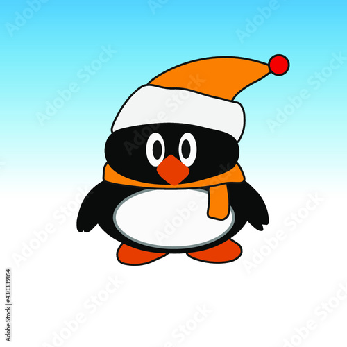 cute penguin cartoon waving hand
