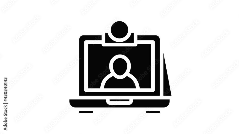 Web cam chat icon animation outline best object on white background Web cam chat icon animation outline best object on white background