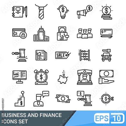 business and finance icons set. vector illustration in line style isolated on white background. EPS 10