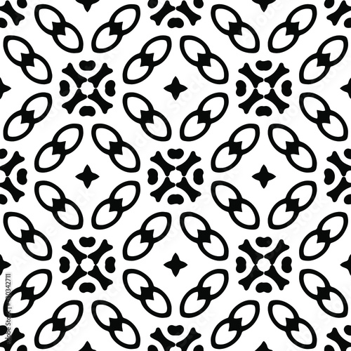  Geometric vector pattern with triangular elements. Seamless abstract ornament for wallpapers and backgrounds. Black and white colors. © t2k4