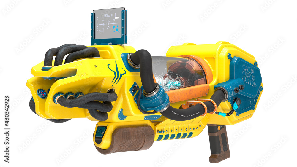 3D render of energy weapons like plasma gun (game design)