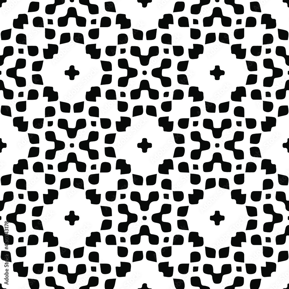 Geometric vector pattern with triangular elements. Seamless abstract ornament for wallpapers and backgrounds. Black and white colors. Geometric vector pattern with triangular elements. Seamless abstract ornament for wallpapers and backgrounds. Black and white colors.