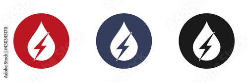 Water energy icons set. Ecology in a drop of water. Alternative energy concept.