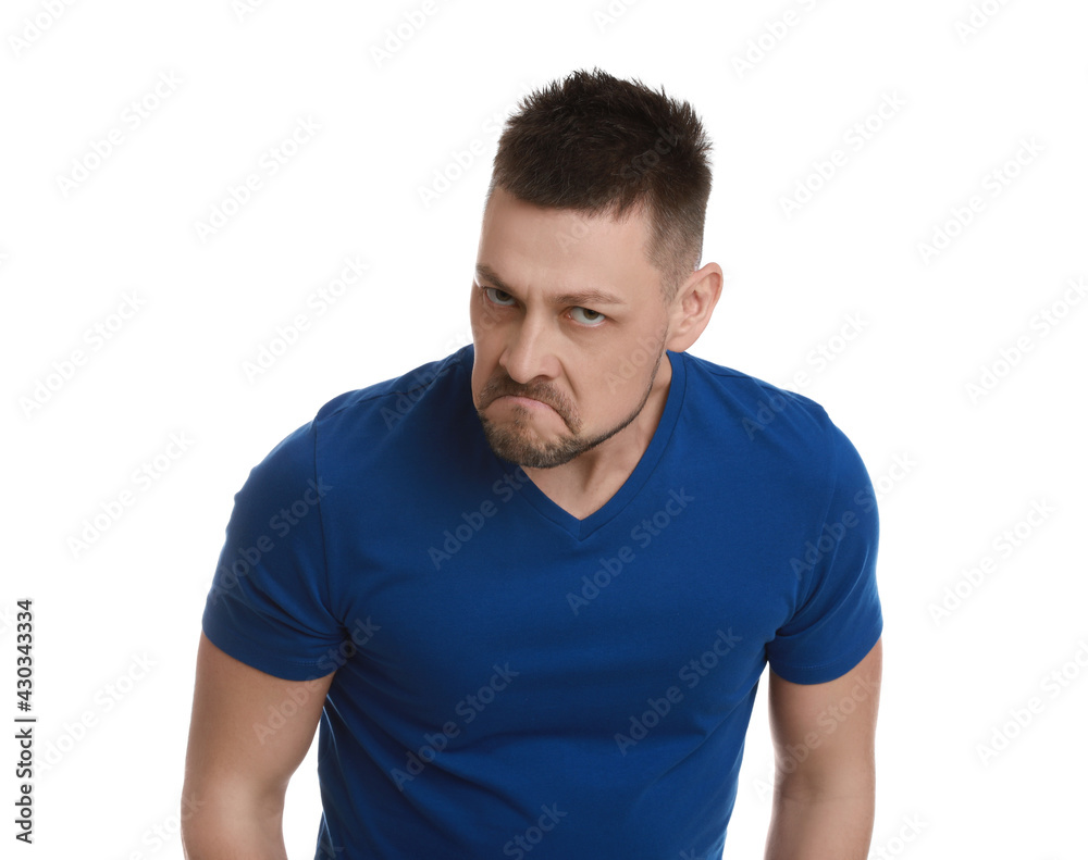 Angry man on white background. Hate concept Angry man on white background. Hate concept