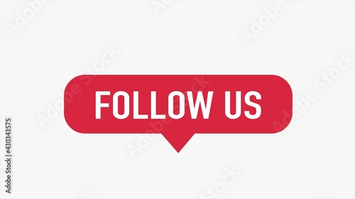 Button Follow us animation on white background. Motion design