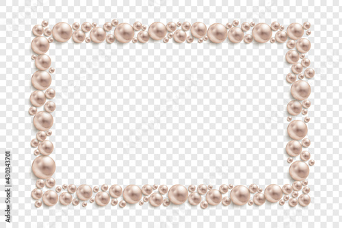 Pearl square frame. Banner template isolated on transparent background.