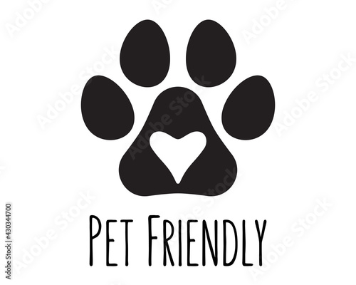 Pet friendly logo print with heart inside.