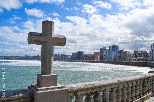 Konstfotografi Panorámica playa san Lorenzo, Gijón