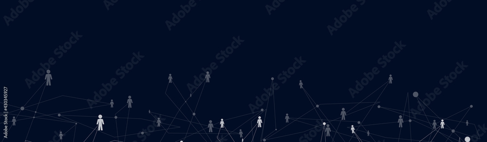 Human Connections on the dark blue background - obrazy, fototapety, plakaty 