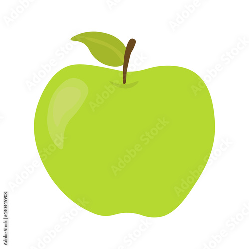 Cartoon apple isolated on white background. Flat cartoon vector illustration. Isolated on white background. Vegan concept
