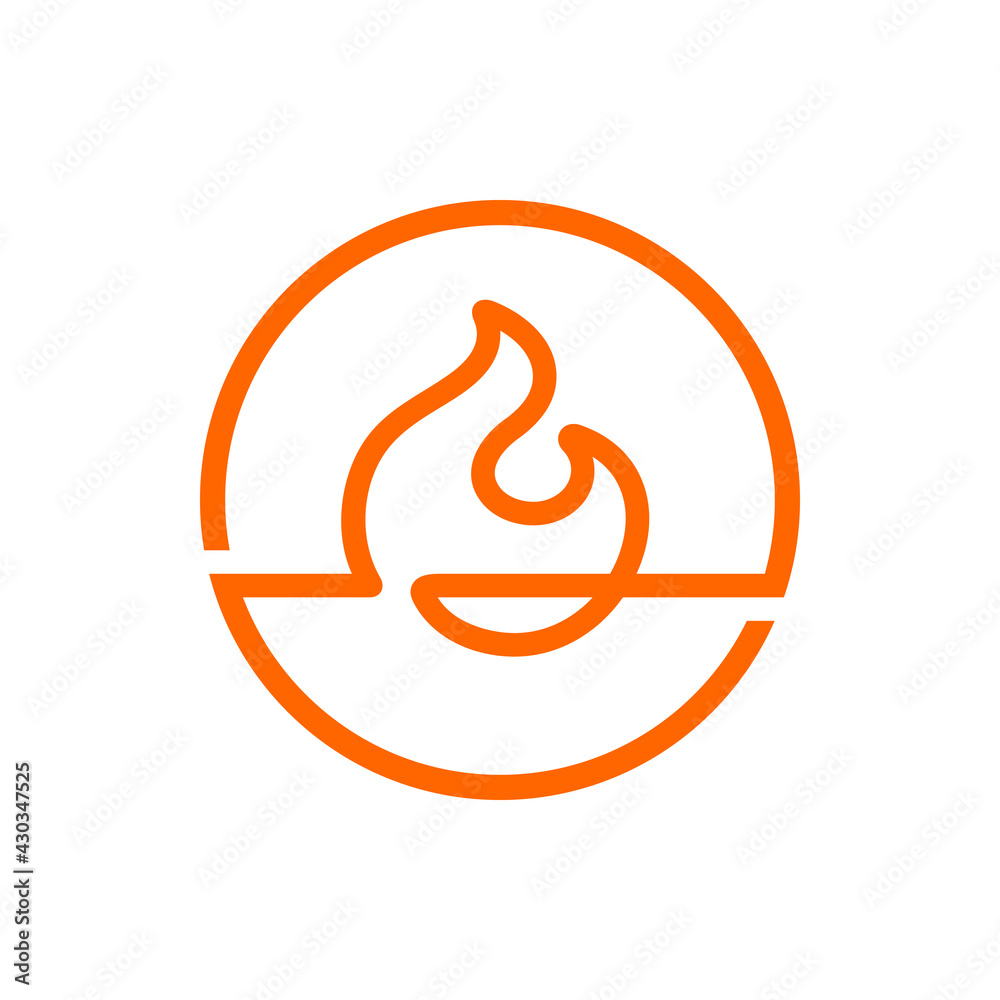 Flames and fire logo design, fireball line icon, bonfire symbol illustration, outline style vector Flames and fire logo design, fireball line icon, bonfire symbol illustration, outline style vector