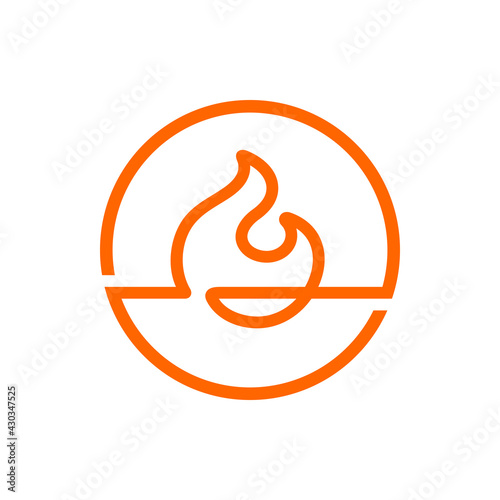 Flames and fire logo design, fireball line icon, bonfire symbol illustration, outline style vector