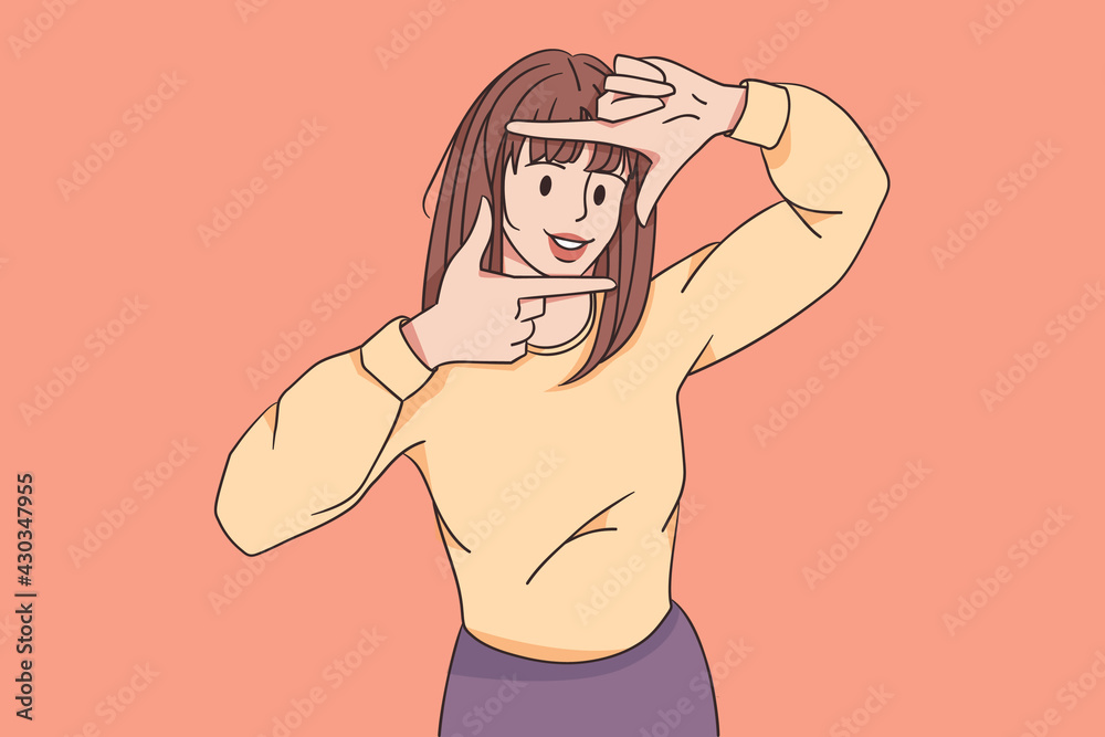 Fototapeta premium Taking photo and gesture language concept