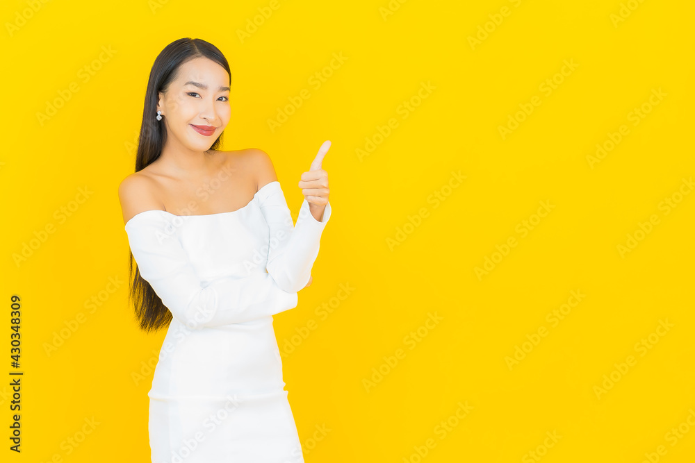 Portrait beautiful young business asian woman with smile and action Portrait beautiful young business asian woman with smile and action