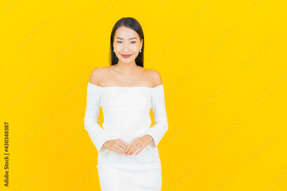 Portrait beautiful young business asian woman with smile and action Portrait beautiful young business asian woman with smile and action