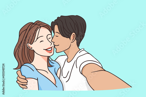 Selfie, happy couple concept