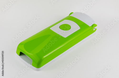 White-green special plastic cover for the kitchen chopper of vegetables, fruits, eggs, cheese and meat.