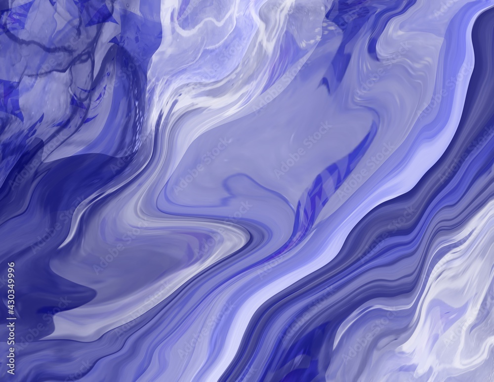 Obraz premium Blue flowing liquid waves abstract motion blurred background.