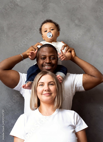 A happy family. An international family