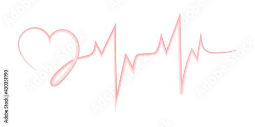 Pulse of the heart. Red and white colors. Single heartbeat, cardiogram. medical education. Modern, simple design. Icon. sign or logo