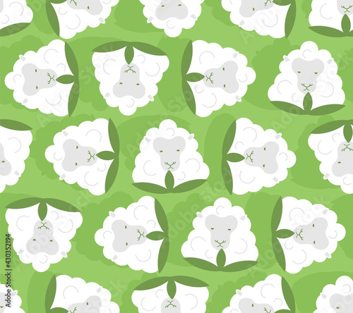 Cotton Sheep pattern seamless. Cotton flower in form of ewe background. vector texture