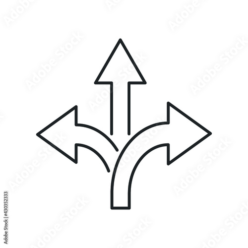 three-way direction arrow sign