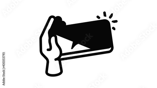 Selfie flash icon animation outline best object on white background