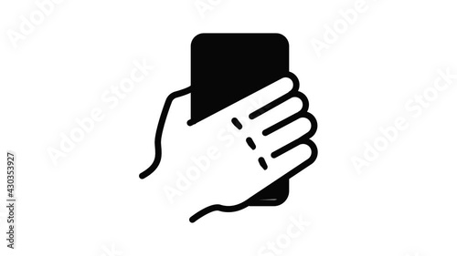 Smartphone hand selfie icon animation outline best object on white background